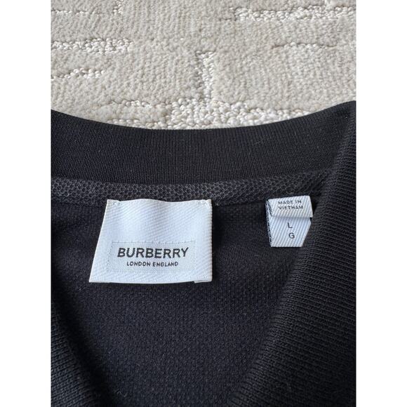 Burberry Embossed Buttons Polo Shirt Short Sleeve Black Cotton Classic - Picture 4 of 12
